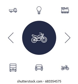 Set Of 6 Traffic Outline Icons Set.Collection Of Motorcycle, Front View, Lorry And Other Elements.