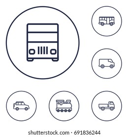 Set Of 6 Traffic Outline Icons Set.Collection Of Train, Suv, Lorry And Other Elements.