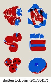 A Set Of 6 Translucent Icons For The Menu Of Cafes, Grocery Stores. Illustration With Fast And Street Food And Sweets. Fried And Delicious Meals, Breakfasts, Lunches And Dinners. Minimalist Design.