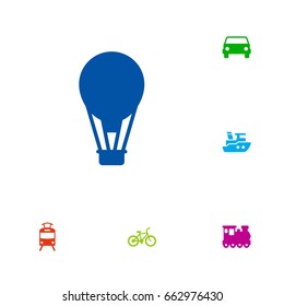 Set Of 6 Transport Icons Set.Collection Of Boat, Airship, Car And Other Elements.
