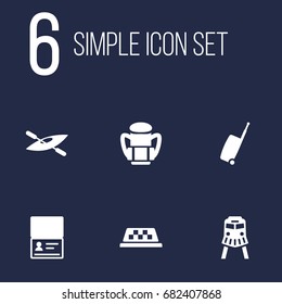 Set Of 6 Travel Icons Set.Collection Of Citizenship, Baggage, Rucksack And Other Elements.