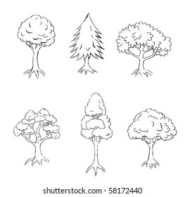 set of 6 trees