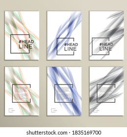 Set 6 vector abstract color wave design template