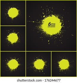 Set of 6 vector abstract grunge backgrounds. Grunge shapes. Round shapes. Design elements. Vintage background. Hand drawn