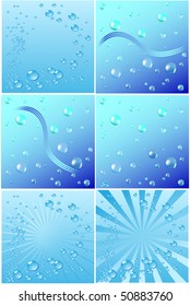 Set of 6 Vector banners with air bubbles rising up from water