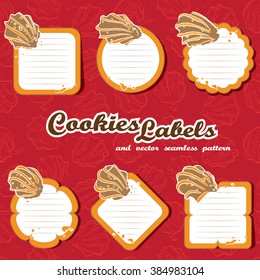 Set of 6 vector cookies labels