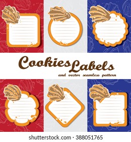 Set of 6 vector cookies labels