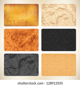 Set of 6 vector crumpled paper backgrounds. For business card