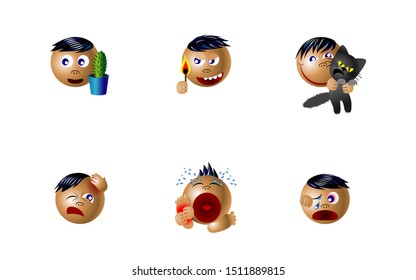 Set of 6 vector icons depicting different traumas and injuries