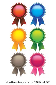 A set of 6 vector illustrate prize ribbons with spaces for text