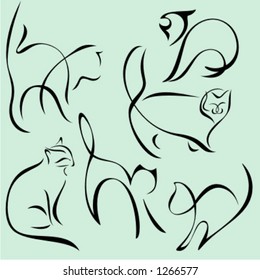 A set of 6 vector illustrations of animals in unique exquisite and ornamental style.