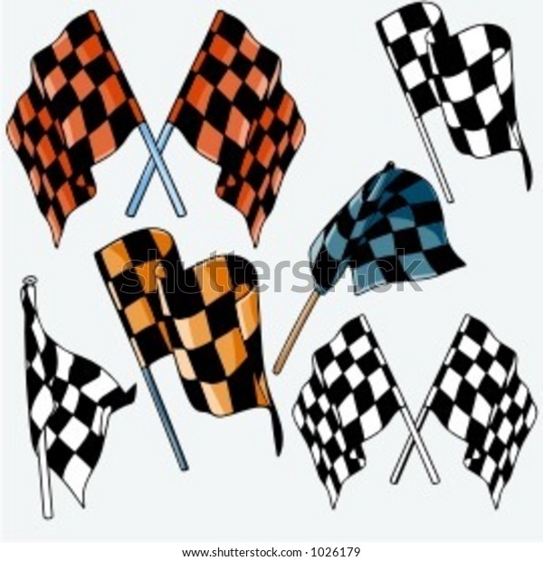 A set of 6\
vector illustrations of racing\
flags.