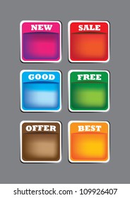 A Set of 6 vector labels with spaces for copy.