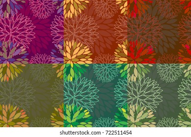 Set of 6 vector seamless abstract floral backgrounds