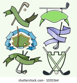 A set of 6 vector sport templates of golf.Ready-to-cut.Pantone colors.