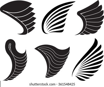 Set of 6 vector wings for your design.