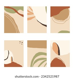 Conjunto de 6 fondos abstractos verticales o plantillas de tarjetas en colores modernos, en estilo de arte popular