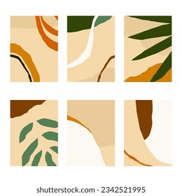 Conjunto de 6 fondos abstractos verticales o plantillas de tarjetas en colores modernos, en estilo de arte popular
