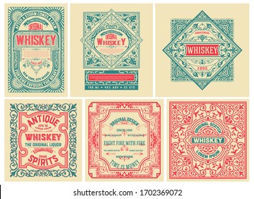 Set of 6 vintage labels for packing