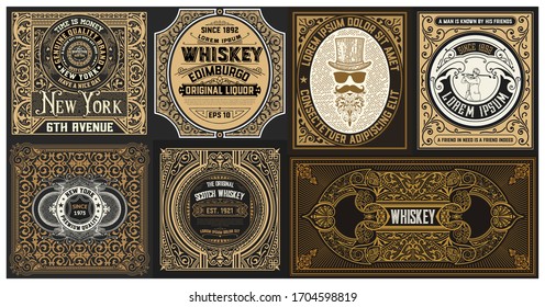 Set of 6 vintage labels for packing
