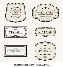  Set of 6 vintage retro style labels.