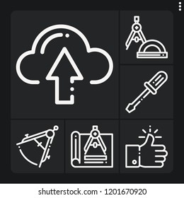 Set of 6 web outline icons such as compass, screwdriver, like