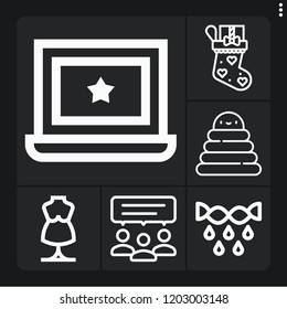 Set of 6 woman outline icons such as sock, squeeze, feedback, mannequin, rings