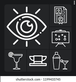 Set of 6 work outline icons such as anvil, view, cocktail, resume