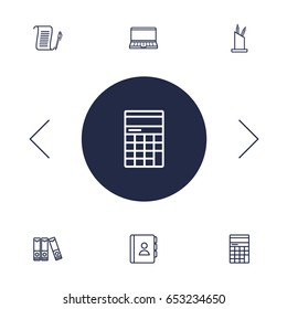 Set Of 6 Work Outline Icons Set.Collection Of Agreement, Notebook, Telephone Directory And Other Elements.