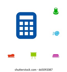 Set Of 6 Workspace Icons Set.Collection Of Message, Calculate, Sew And Other Elements.