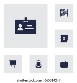 Set Of 6 Workspace Icons Set.Collection Of Stand , Book , Blackboard Elements.