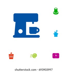 Set Of 6 Workspace Icons Set.Collection Of Stand , Urn , Espresso Elements.