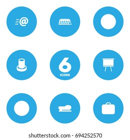Set Of 6 Workspace Icons Set.Collection Of Case, Date, Sew And Other Elements.