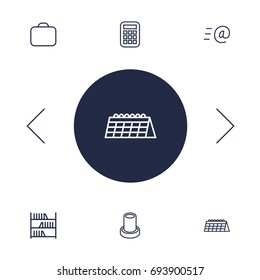 Set Of 6 Workspace Outline Icons Set.Collection Of Calculator, Bookshelf, Briefcase And Other Elements.