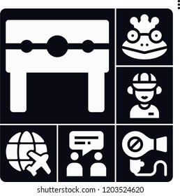 Set of 6 young filled icons such as punishment, employee, flight, frog prince, talk