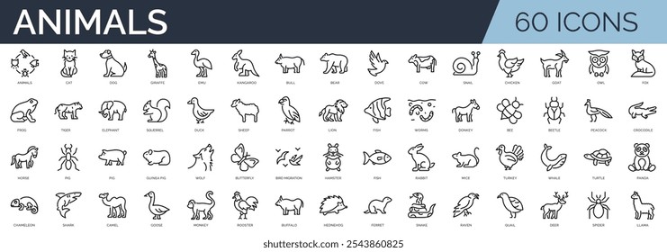 Set of 60 outline icons related to smart house. Linear icon collection. Editable stroke. Vector illustration	