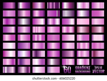 Set 60 purple metal gradients  swatches collection  Different gradation design