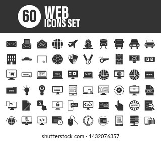 Set of 60 web icons with title