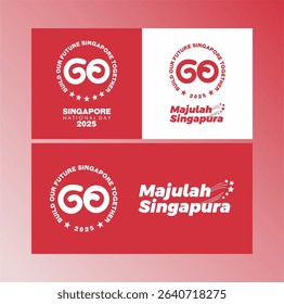 Set of 60Years Singapura National Day banner and greeting background with 60th logo and Majulah Singapura Text. 60th Anniversary of Singapura Merdeka 2025 Concept Design. 