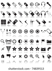 set of 63 media and web icons