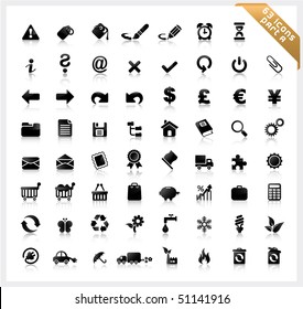 Set of 63 shiny icons with reflections - part A