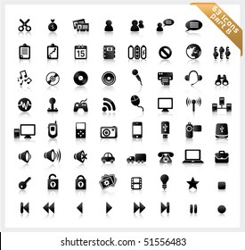 Set of 63 shiny icons with reflections - part B