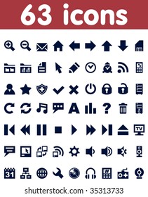 Set of 63 small web icons.