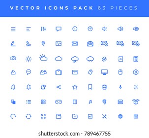 Set of 63 vector Universal Minimal Modern Line Icons. Collection of Modern isolated Pictograms.