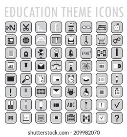 Set of 64 education theme icons. Back to school. Vector illustration