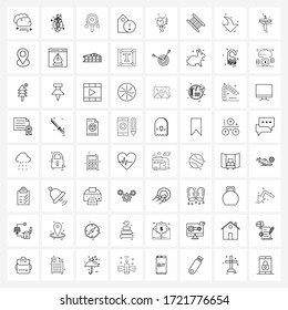 Set of 64 Modern Line Icons of balloons; label; business; bookmark; alert Vector Illustration