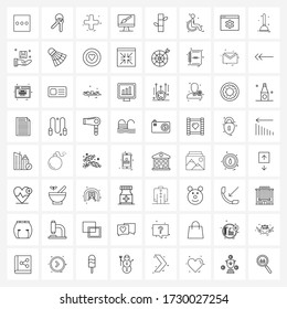 Set von 64 einfachen Line-Icons für Web und Print, z. B. Yoga; Schönheit; medizinisch; Bambus; Vector Illustration