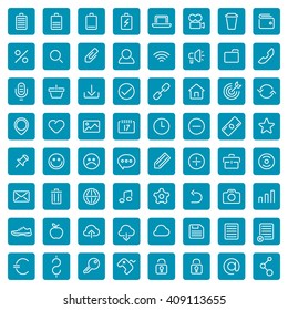 Set of 64 thin line icons