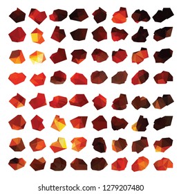 Set of 64 vector glowing charcoal,coal