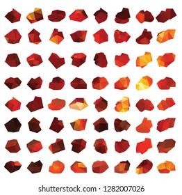 Set of 64 vector glowing charcoal,coal 2